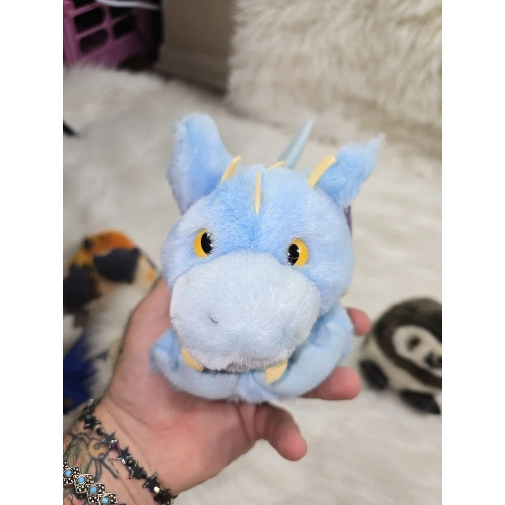 Lot 6 Vintage Swibco Puffkins Enchanted plush with Tags 1990's Owl Wizard Dragon